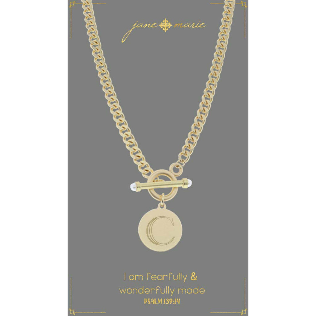 Pearl Toggle Initial Necklace