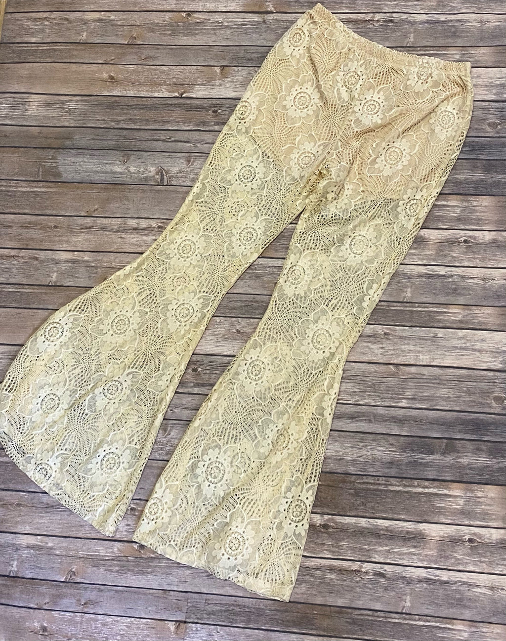 NATURAL LACE BELL BOTTOMS PANTS